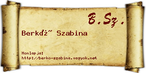 Berkó Szabina névjegykártya