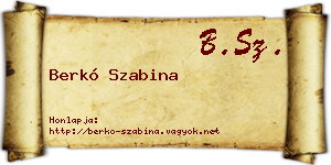 Berkó Szabina névjegykártya